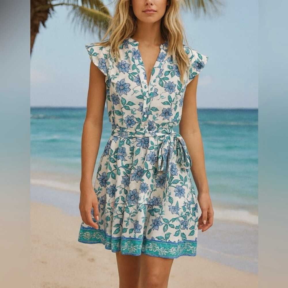 Calypso St. Barth Block Print‎ Mini Dress Size 4